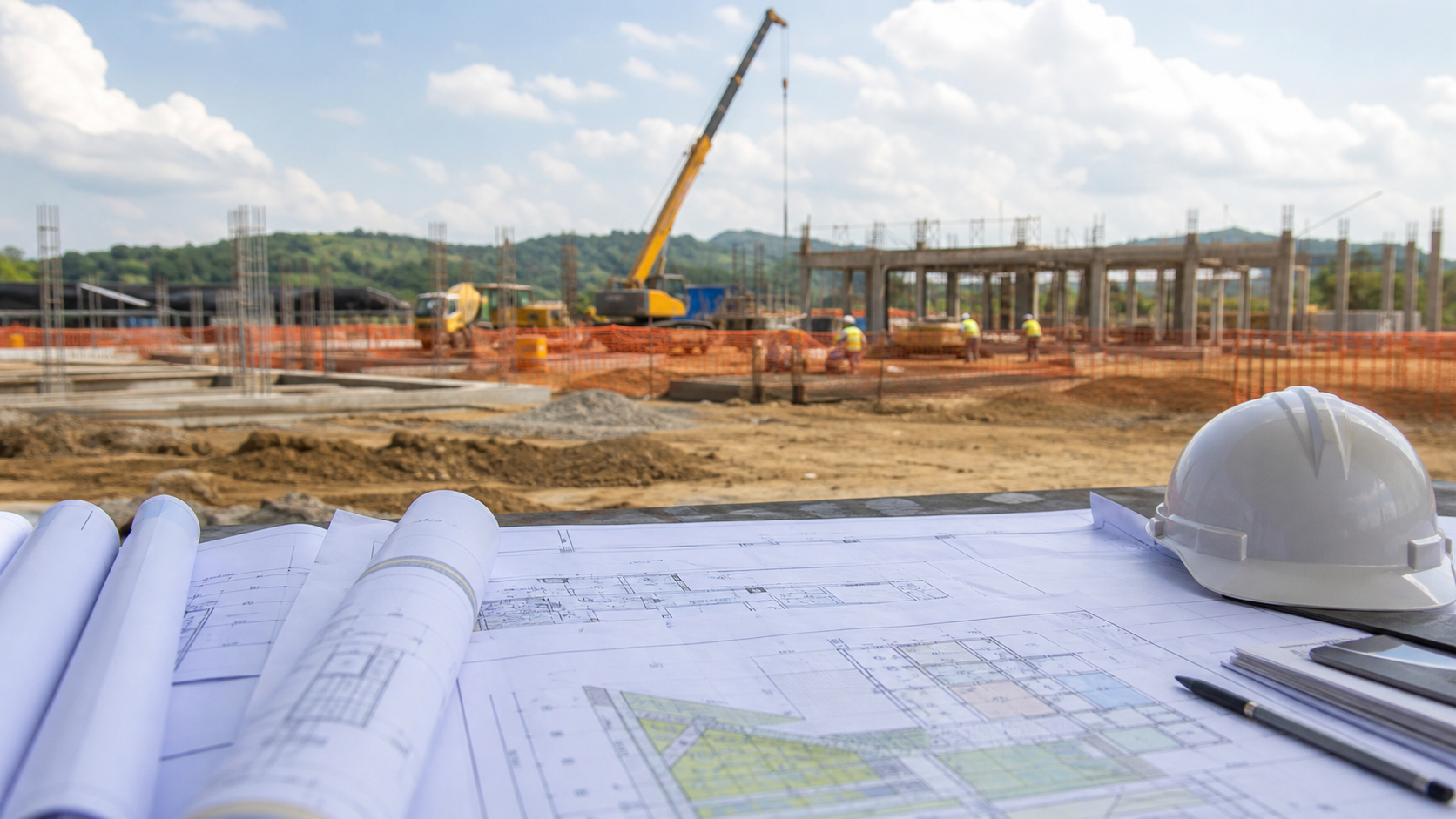 A regional hospital construction site with medical planning materials in Cocle.