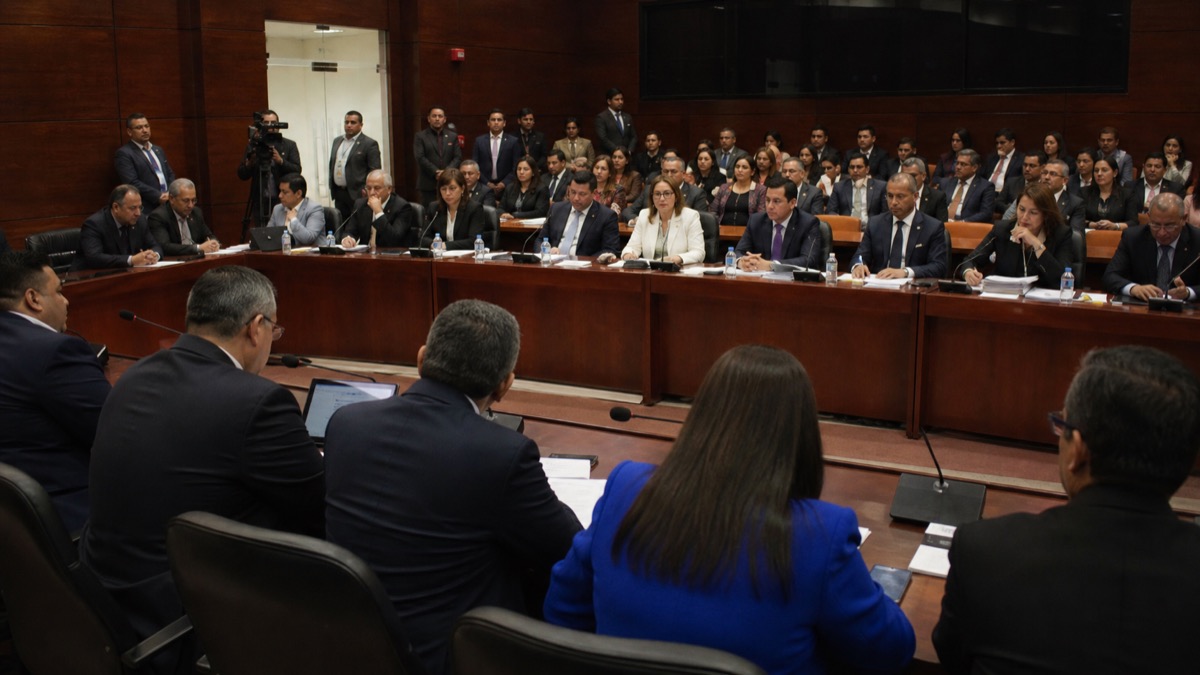formal National Assembly budget hearing with officials at long desks