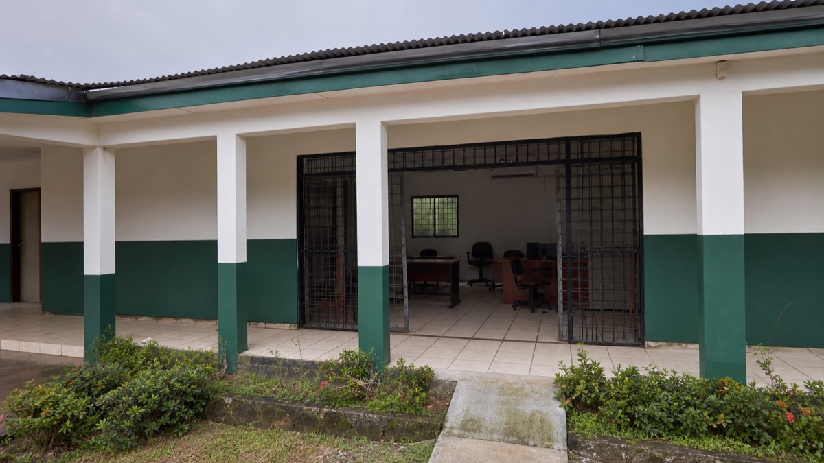 closed municipal community board office in David Panama, empty desks and neutral civic setting