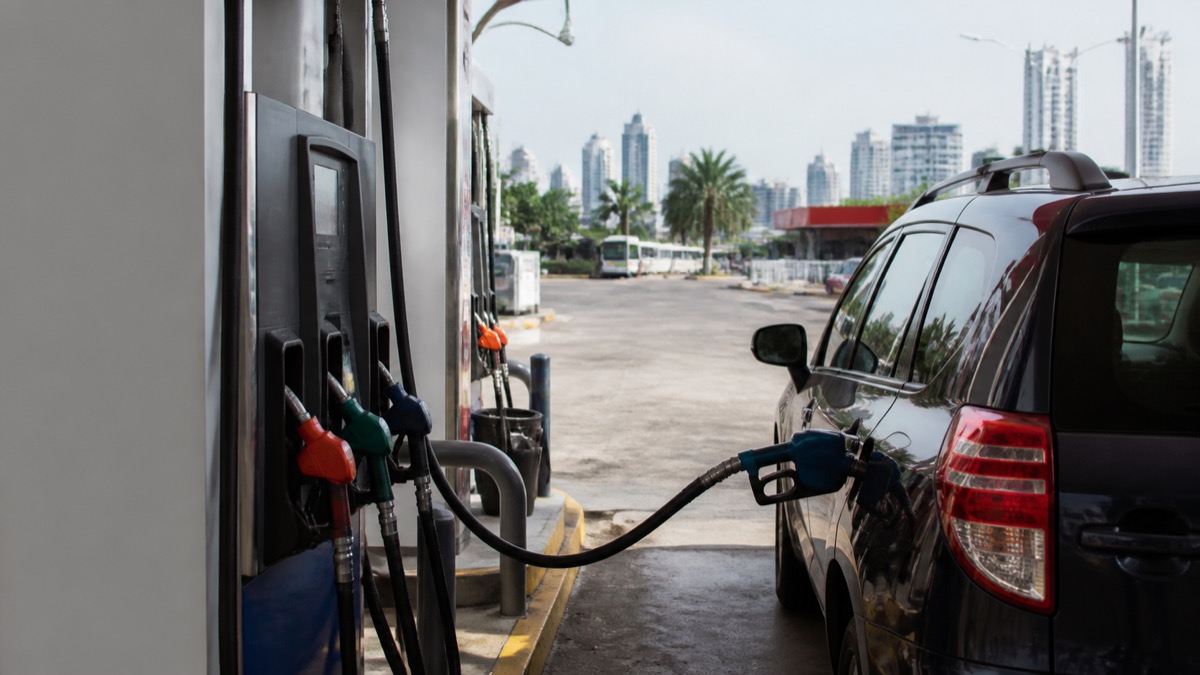 fuel pump no branding with car at Panama service station