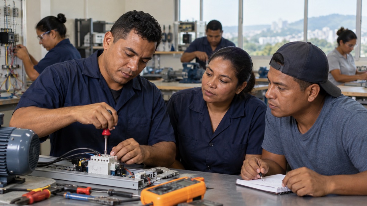 Panama adult learners in a vocational training classroom