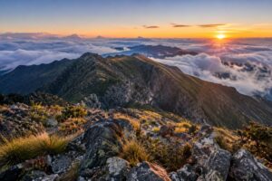 Illustrative AI-generated dawn view of highland terrain at Volcan Baru in Panama.