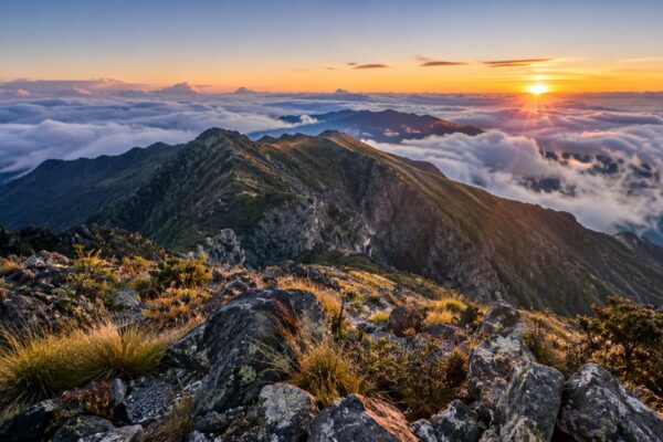 Illustrative AI-generated dawn view of highland terrain at Volcan Baru in Panama.