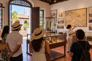 Illustrative AI-generated image of a regional museum visit in Chitré