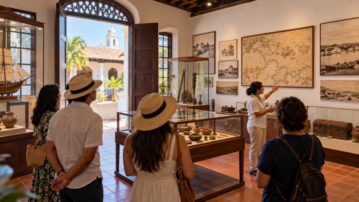 Illustrative AI-generated image of a regional museum visit in Chitré