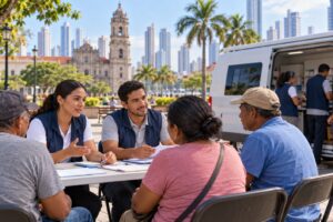Illustrative image: community-support outreach in Panama City
