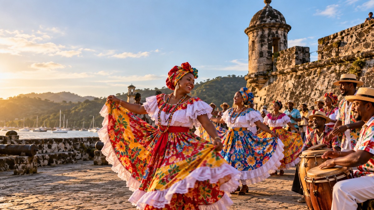Illustrative AI-generated image celebrating Congo cultural heritage in Portobelo
