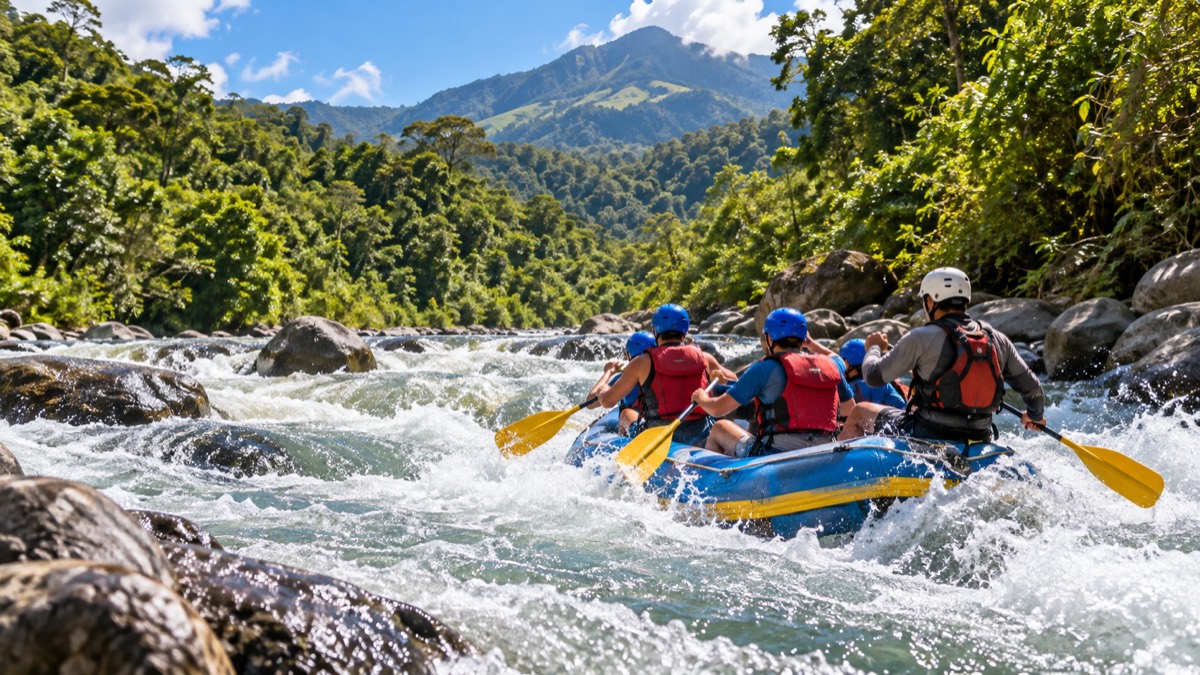 Illustrative AI-generated image of guided rafting in Boquete, Panama