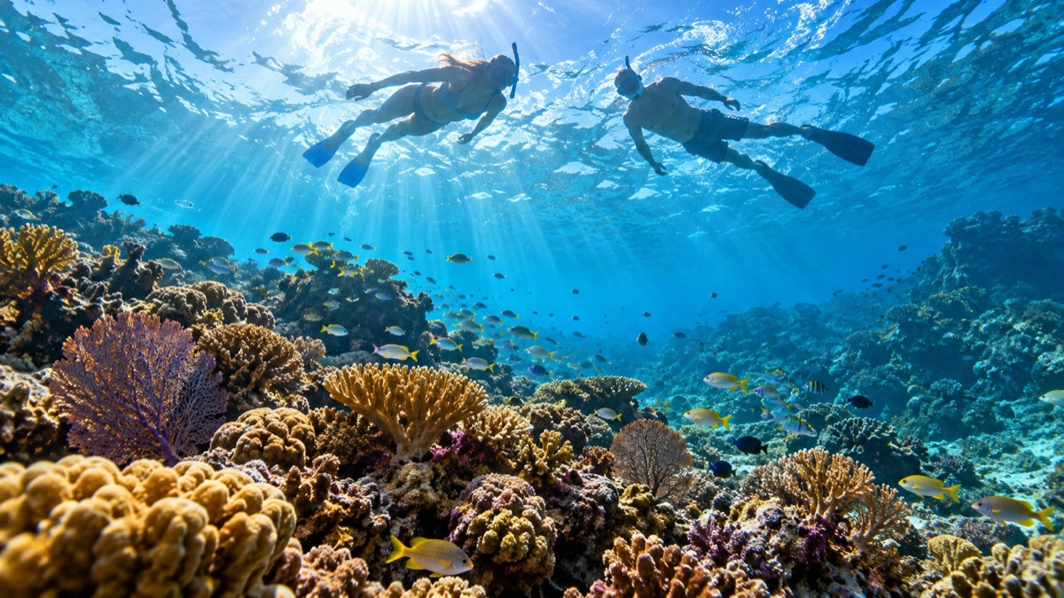 Illustrative AI-generated image of responsible snorkeling above a Panama reef