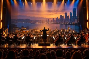Illustrative AI-generated image of a symphony performance in Panama City