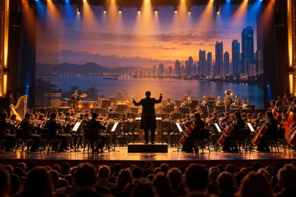 Illustrative AI-generated image of a symphony performance in Panama City